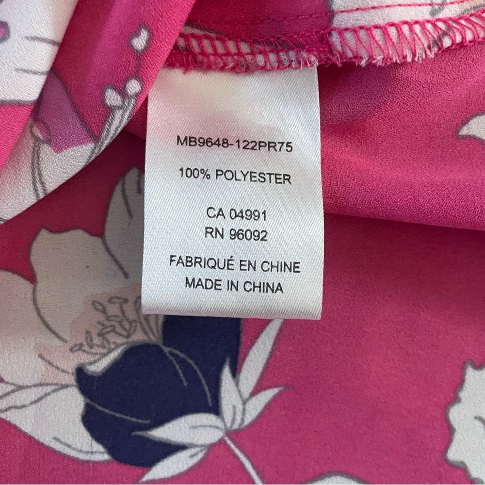 Eliane Rose Hot Pink Navy White Floral Sleeveless Tank Blouse Top Women’s Large - Picture 3 of 4